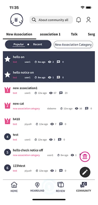 Community Screen Community Screen