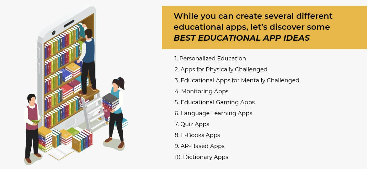 While you can create several different educational apps, let’s discover some best educational app ideas. While you can create several different educational apps, let’s discover some best educational app ideas.