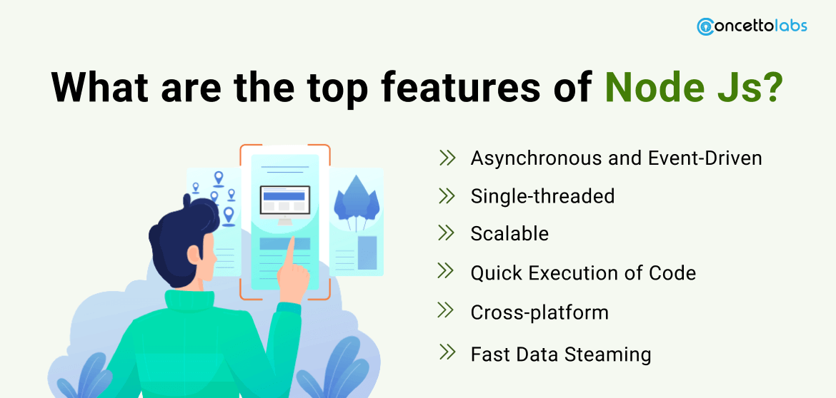 What are the top features of Node Js?