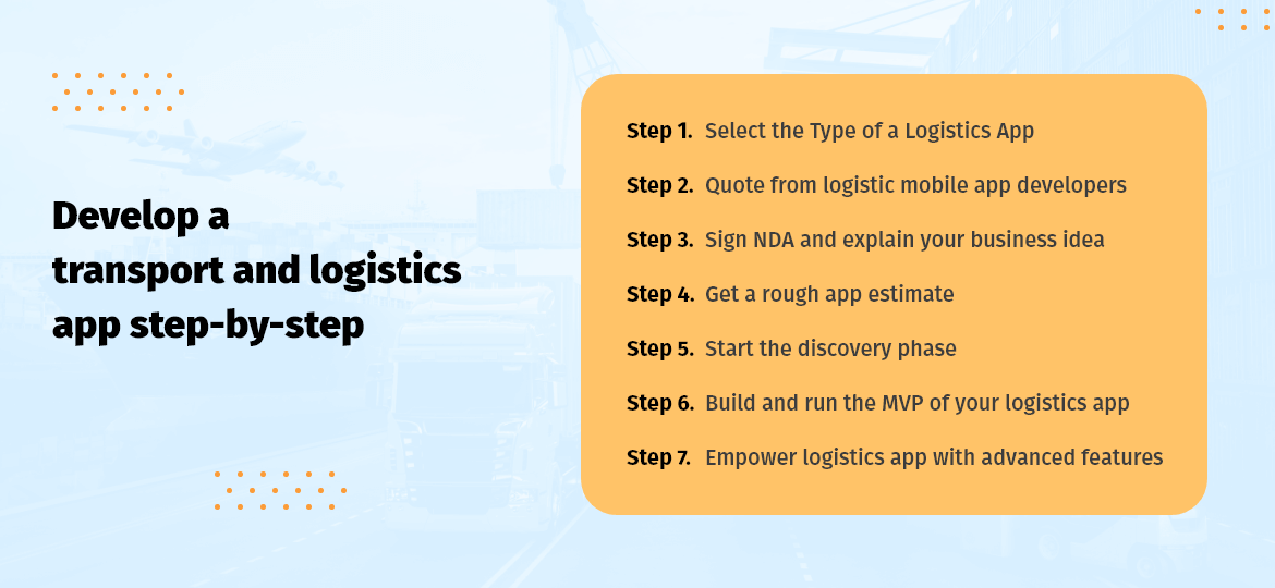 Develop a transport and logistics app step-by-step