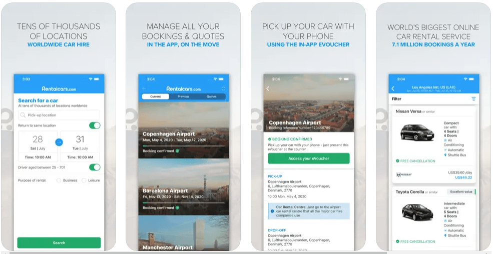 Rentalcars.com Car rental App