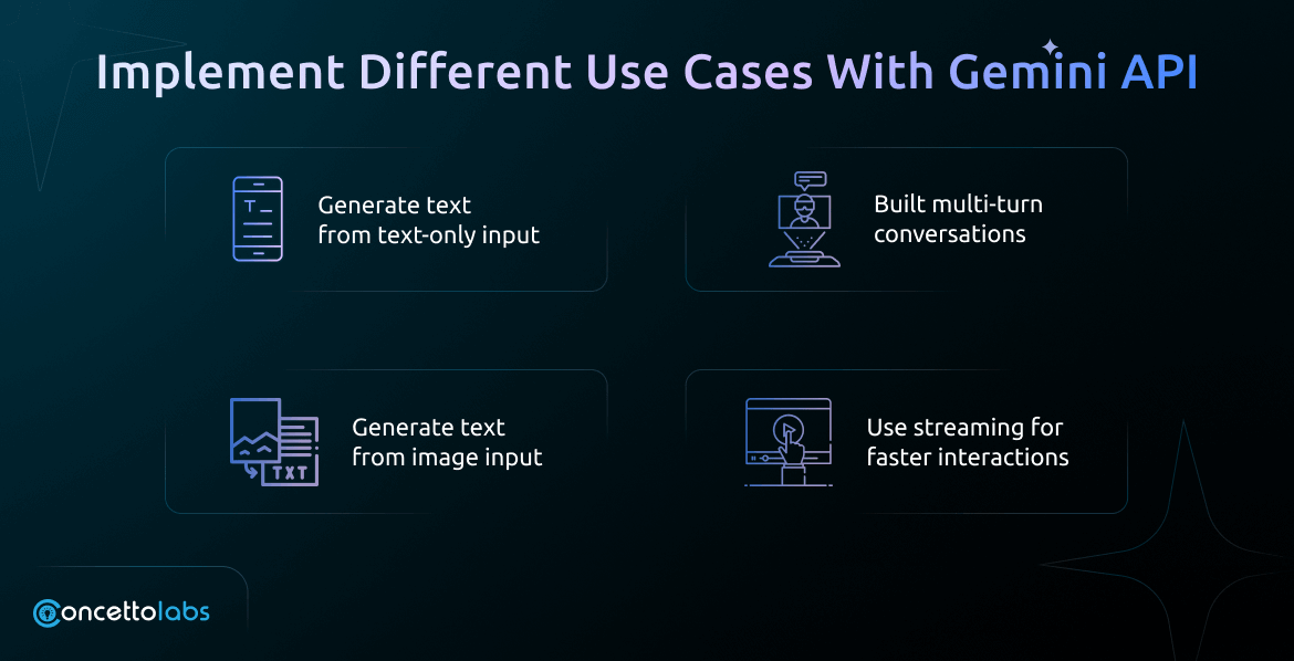 You can implement different use cases with Gemini API