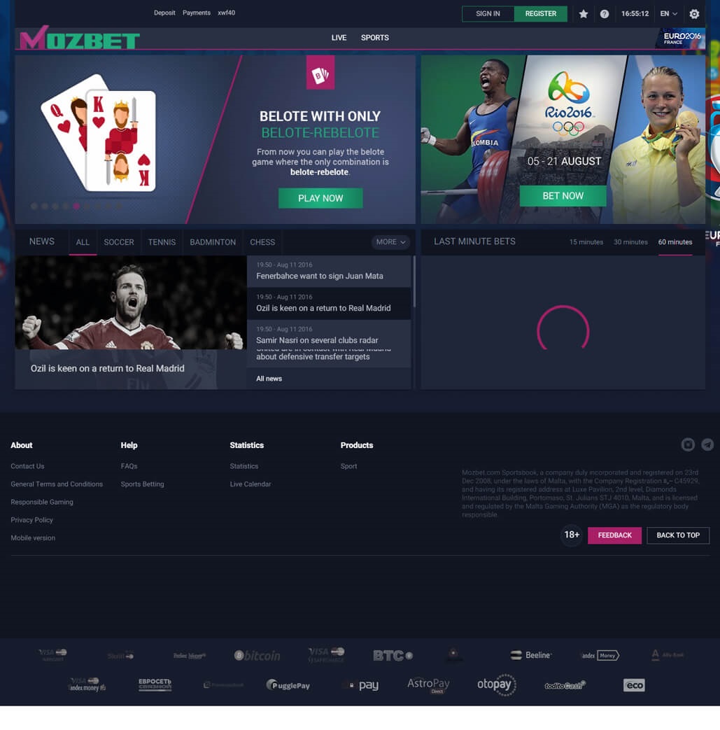 Sports betting website