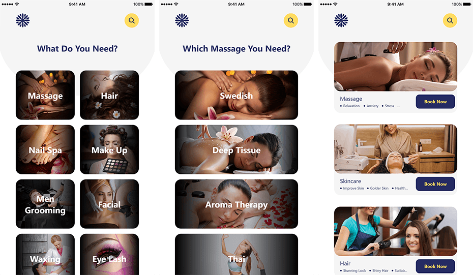Massage App Screen