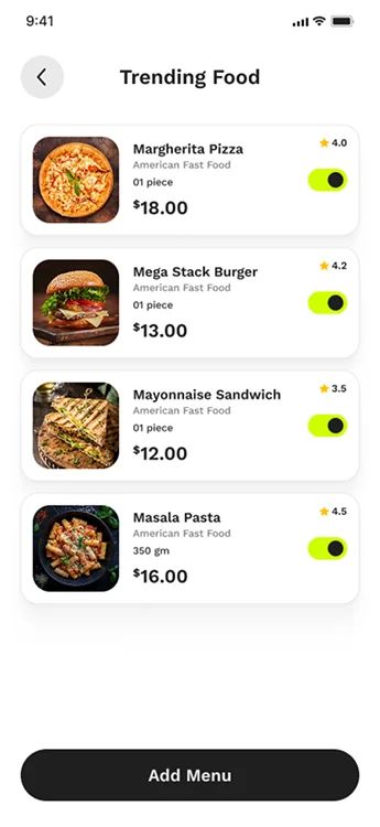Restaurant App Features